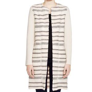 Tory Burch Jacquard Knit Wool Sweater Coat